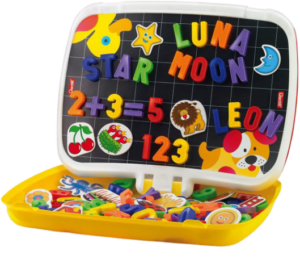 Play intelligente Combi ABC+123 – Quercetti, jeu éducatif avec lettres et chiffres pour apprendre à lire et écrire.