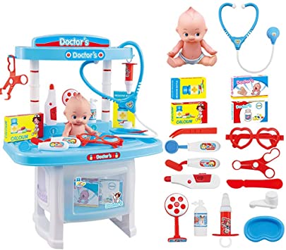 Doctor Play Set pour enfants avec accessoires médicaux factices et couleurs attrayantes.