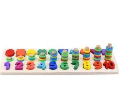 Plaque logarithmique en bois avec chiffres colorés pour enfant