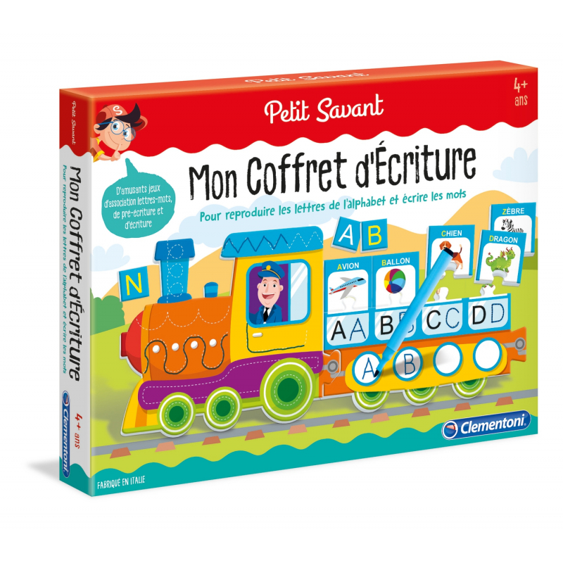 Mon coffret d’écriture pour enfants avec cartes, cahiers et accessoires pour apprendre à écrire pas à pas.