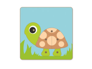 Puzzle en bois bouton tortue avec pièces colorées et boutons ergonomiques pour enfant