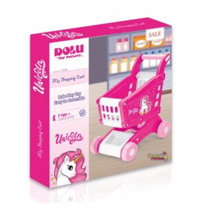 Chariot Unicorn enfant avec motifs licorne, roues stables et poignée ergonomique, parfait pour transporter jouets