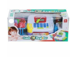 Caisse enregistreuse jouet pour enfants avec argent fictif, panier d’épicerie et microphone