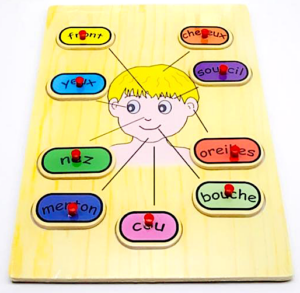 Puzzle visage en bois éducatif pour enfant avec pièces interchangeables