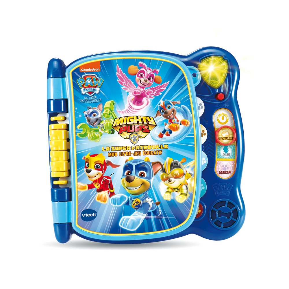 Pat Patrouille - Mon livre-jeu éducatif - Vtech, livre interactif éducatif pour enfants, avec sons et chansons pour l'apprentissage des chiffres, lettres et couleurs.
