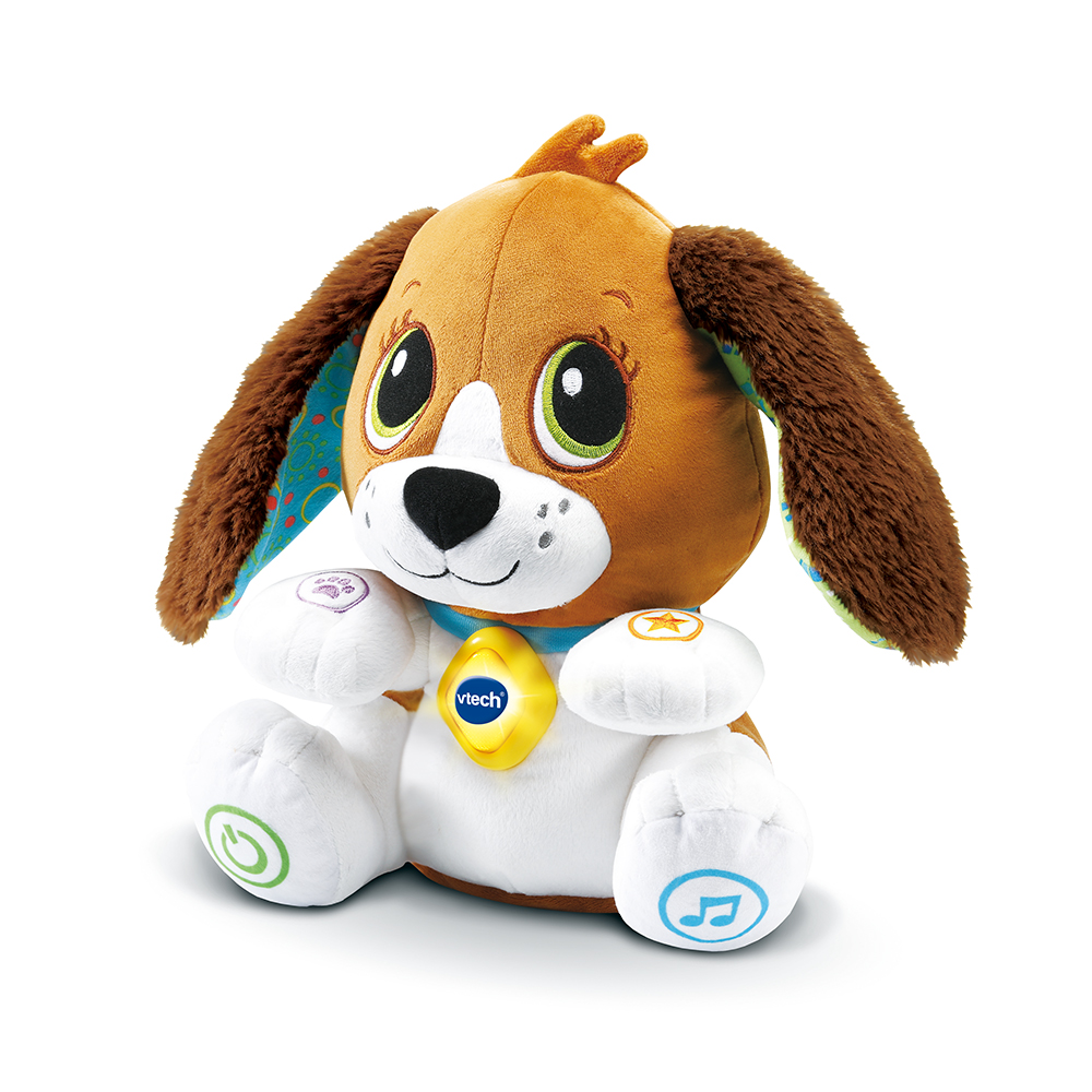 Toutou parle avec moi - Vtech, jouet interactif pour bébé avec des sons et des chansons pour apprendre les mots, couleurs et chiffres.