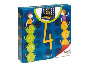Jeu de société Puissance 4 Cayro avec grille et jetons colorés pour enfants et adultes.