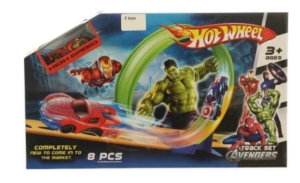 Track Set Avengers - Hot Wheels avec voitures Marvel pour un circuit de course personnalisé et excitant.