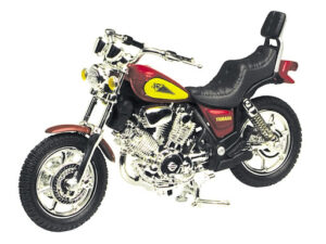 Miniature moto de course Mondo Motors échelle 1/18 vue de côté, peinture racing, modèle métal