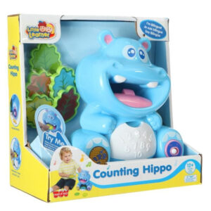 Jouet éducatif interactif "L'Hippopotame qui Compte" pour enfants, avec des boutons lumineux et des sons amusants pour apprendre à compter.