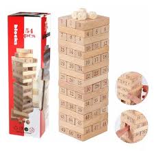 Jeu de Jenga 54 pièces en bois, jeu de société classique pour famille et amis.