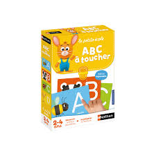 ABC à Toucher – Nathan : livre éducatif avec des lettres en relief et des textures variées pour l'apprentissage tactile de l'alphabet.