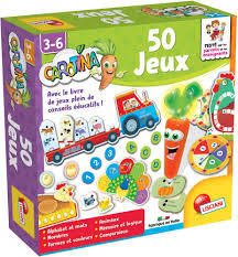Coffret Carotina 50 Jeux avec cartes colorées, lettres et plateau éducatif pour enfants.