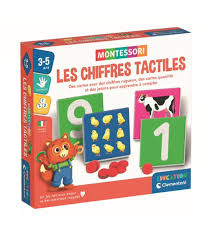 Numéros Tactiles Clementoni Montessori : chiffres en relief pour un apprentissage tactile et sensoriel des nombres.
