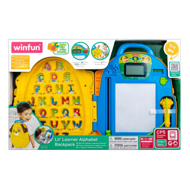 Sac à dos éducatif chiots avec lettres interactives et planche à dessin magnétique pour enfants