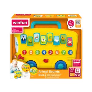 Bus musical coloré pour enfants, avec lumière clignotante, chiffres 1 à 8 et boutons d’animaux sonores.
