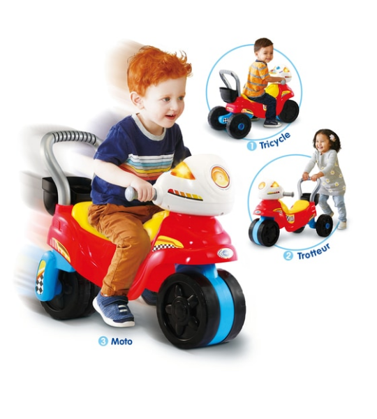 Trotti Moto 3 en 1 Évolutive – Trotteur, Porteur et Draisienne Interactive pour Bébé – Image 2