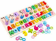 Tableau de correspondance numérique en bois livré avec lettres en bois, chiffres en bois et anneaux en plastique pour compter. https://st0.etoilejouet.ma/wp-content/uploads/2024/08/tableau-de-correspondance-numerique-en-bois-etoile-jouet.jpg