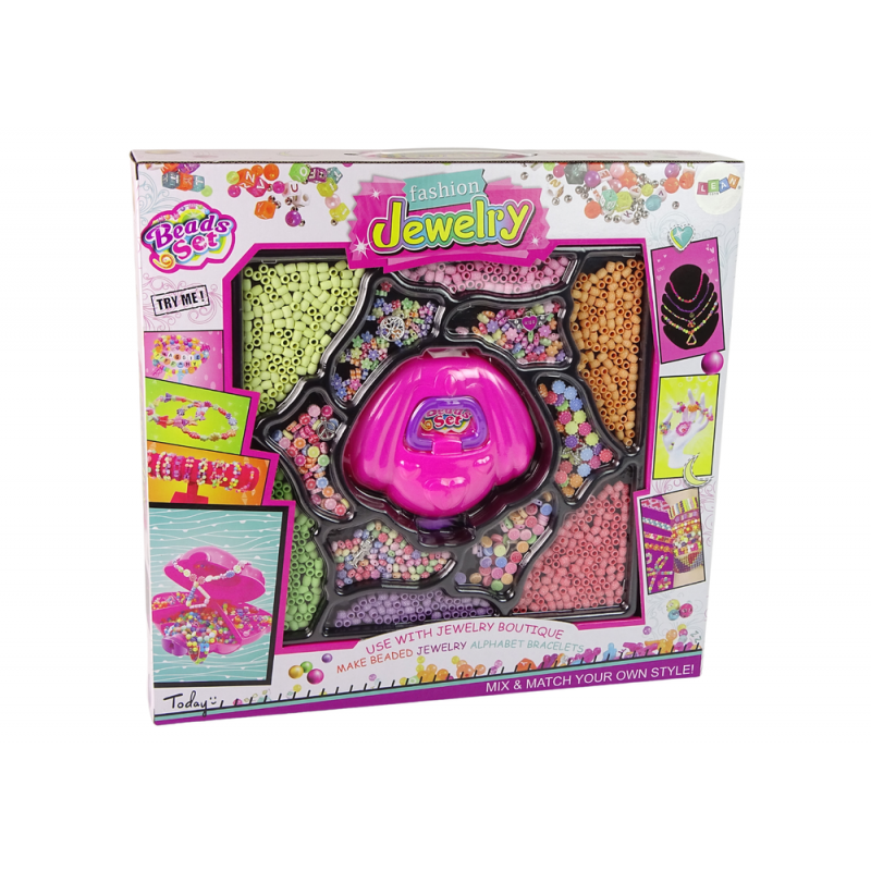 Coffret DIY pour enfants « Jewerly Designer ». Ce coffret comprend des perles colorées et variées pour la création de bijoux pour enfants : bracelets, boules, perles, colliers, élastiques à cheveux et porte-clés. Attention ! Ne convient pas aux enfants de moins de 3 ans. Risque d'étouffement dû aux petites pièces. https://st0.etoilejouet.ma/wp-content/uploads/2024/09/huge-jewellery-making-set-shell-chest-jewellery-set.png