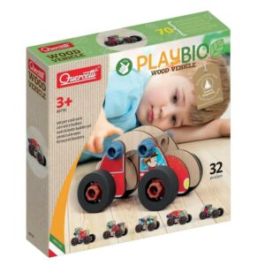 Le QUERCETTI Playbio Wooden Vehicle est un ensemble de 32 jouets éducatifs et colorés conçus pour favoriser la créativité, Contenu :- 12 éléments de construction- 8 écrous- 4 boulons- 4 roues- 4 cubes à boulonner- 1 carte en car https://st0.etoilejouet.ma/wp-content/uploads/2025/02/quercetti-vehicule-en-bois-playbio-32-pieces-etoile-jouet.jpg
