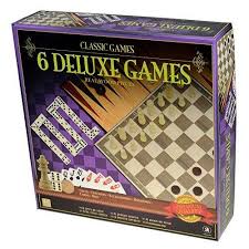 1 plateau de jeu de luxe en carton double face, taille 36. 5 * 36. 5cm. – 32 pièces 2. pièces d’échecs en bois de 25 » – 30 pièces nervurées, pièces de damier / backgammon en bois (15 pièces / couleur) – 5 dés de backgammon – Mini dominos D6 (28 pièces, taille-15 x 30 x 4 mm) – 1 carte de poker à deck. – Manuel d’instructions https://st0.etoilejouet.ma/wp-content/uploads/2025/03/6-jeux-classiques-edition-de-luxe-etoile-jouet.jpg