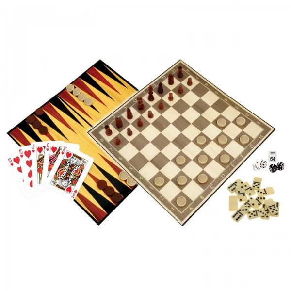 Jeux de Plateau classiques en bois de luxe 6-en-1 – Image 2