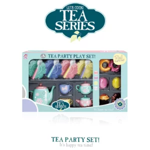 Coffret de thé en couleur bleu avec des assiettes, mug, des tasses