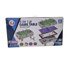 "Table multi-jeux 4-en-1 avec Air Hockey, Tennis de Table, Billard et Foosball pour des heures de divertissement en famille."