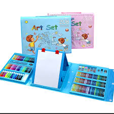 ART SET 208 pcs – kit de dessin et coloriage avec 208 accessoires artistiques dans un coffret.